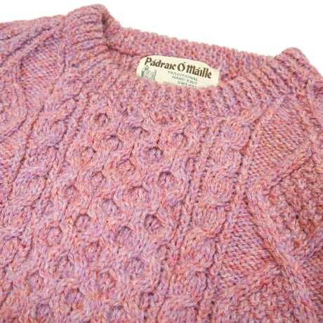60's Wool Aran Sweater "Pink Mix" IRELAND製