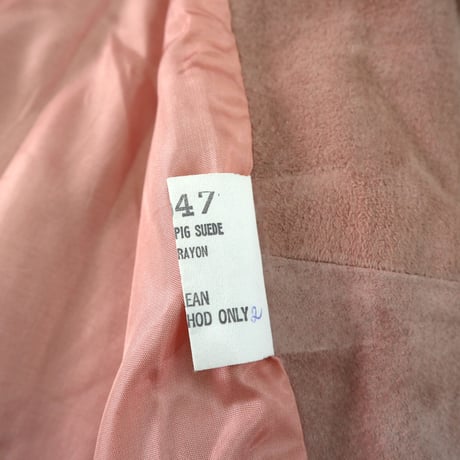"Women's" 70's～80's AVANTI Pig Suede Leather Jacket Pink Lサイズ Yugoslavia製