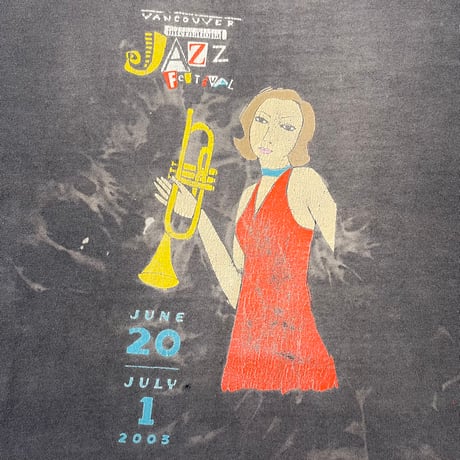"Super Black Fade" 90's～00's unknown "Jazz Festival" 両面 プリント Tシャツ