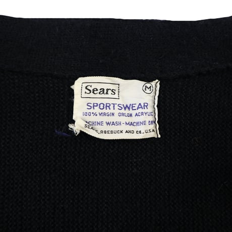 60's～ Sears "Black" Acrylic Cardigan Mサイズ