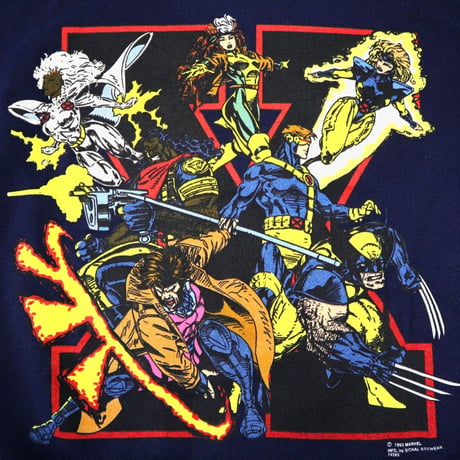 90’s MARVEL "X-MEN" 両面プリント スウェット NAVY USA製