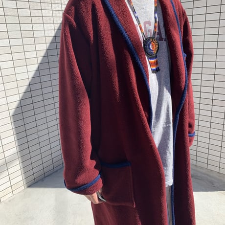 80's～90's L.L. Bean "Fleece" ロング ガウン コート Wine Mサイズ USA製