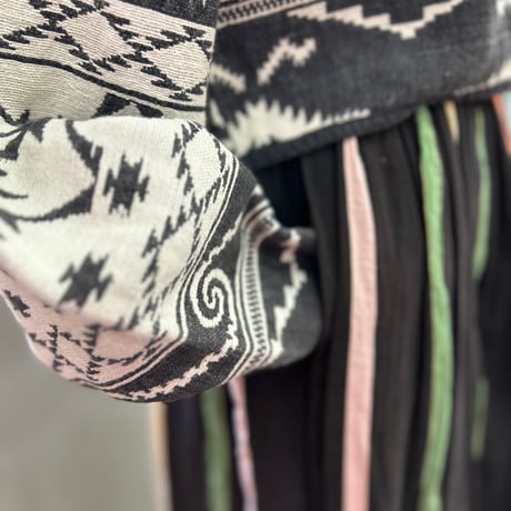 Unknown Gathered Multi Stripe Cotton Skirt