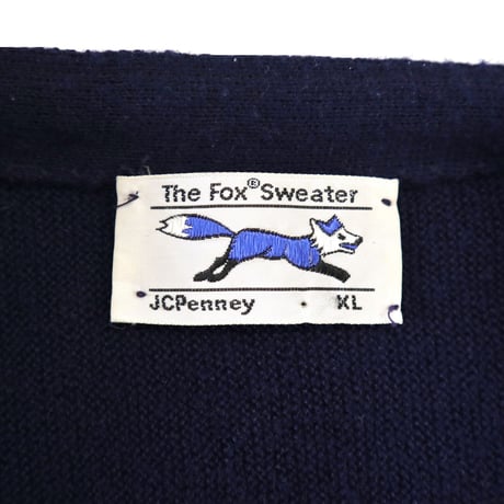 80's JC PENNY "The Fox Sweater" Acrylic Cardigan XLサイズ USA製