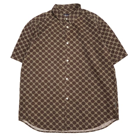90’s OLD STUSSY "SSリンク" モノグラム 半袖 シャツ Lサイズ USA製