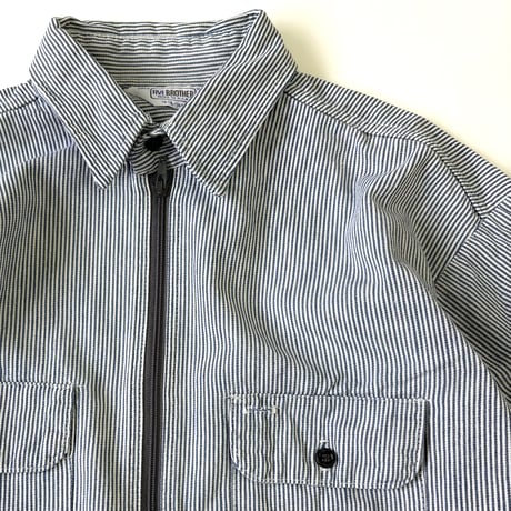 70's～ FIVE BROTHER Hickory Half Zip Shirt Lサイズ USA製
