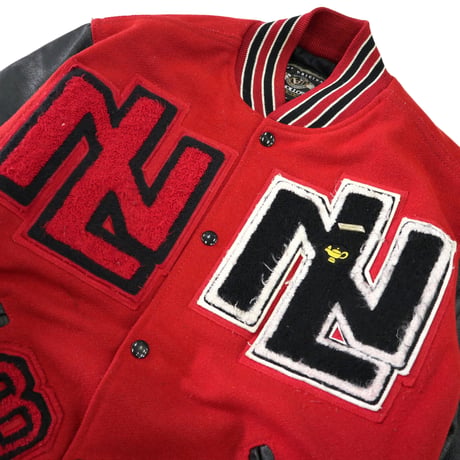 ～80's HOLLOWAY "卍" Wool×Leather Varsity Jacket Lサイズ USA製