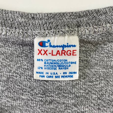 "Special Size" 80's CHAMPION "Solid" "杢グレー" Tシャツ XXLサイズ USA製