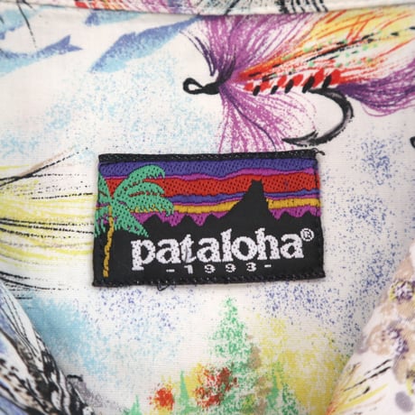 90's Patagonia "Pataloha" "毛針柄" SS Shirt (fits L)