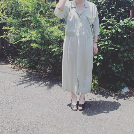 "Women's" 80's～ オープンカラー レーヨン シャツ ワンピース USA製