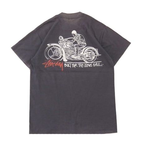 80's～90's OLD STUSSY 黒タグ "built for the long haul!!" Tシャツ Mサイズ USA製