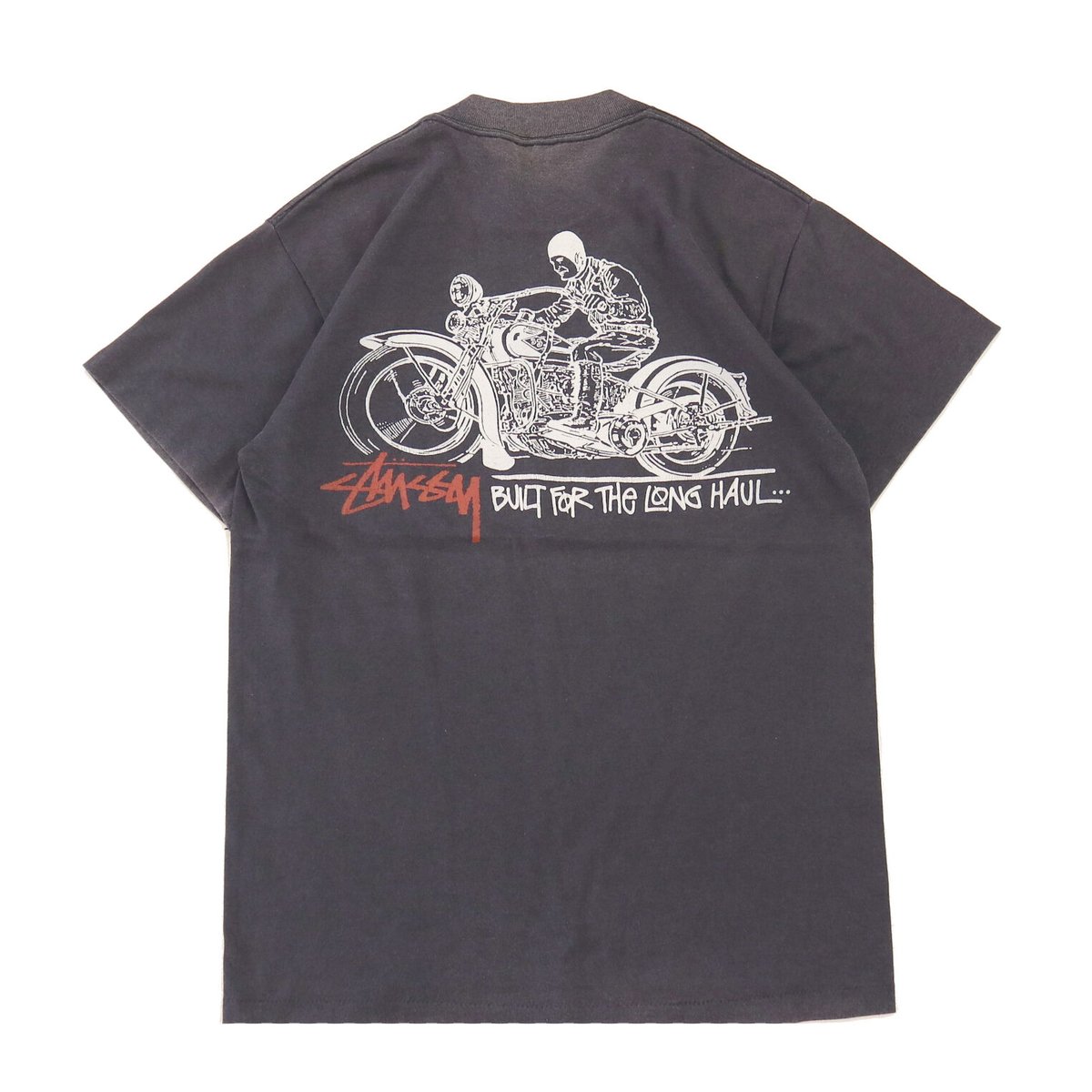 【usa製◎】stussyバックプリントTシャツブラック黒バイク　90s