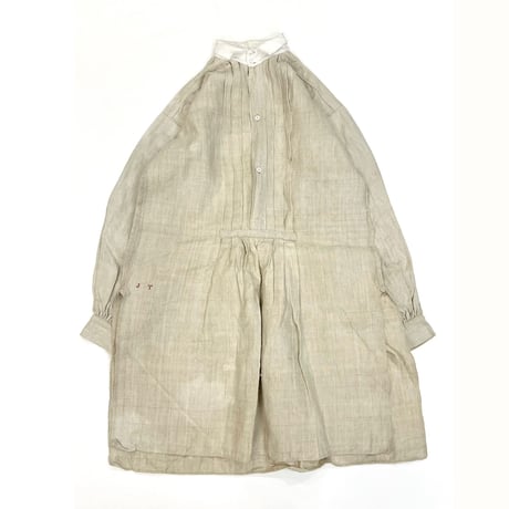 50's～ unknown Antique Linen LS One Piece
