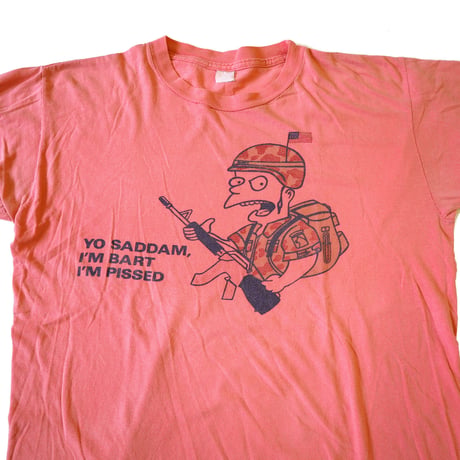 90’s SIMPSONS "YO SADDAM" 両面 染み込み プリント Tシャツ