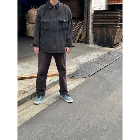90's Bugle Boy "Black" "太畝" Full Zip Corduroy Shirt Jacket XLサイズ