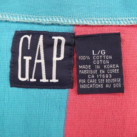 90's OLD GAP マルチ ストライプ Vネック カットソー Lサイズ