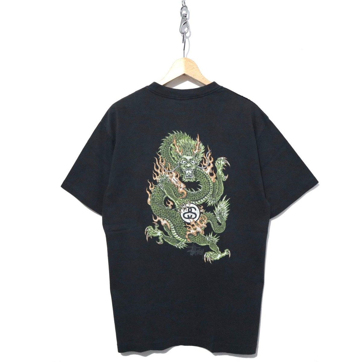 80s 前期 STUSSY 黒タグ Tシャツ ドラゴン 龍 オールド ビンテージ-