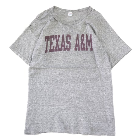 'ジャンク' 80's CHAMPION "TEXAS A&M" 染み込み プリント Tシャツ XLサイズ USA製