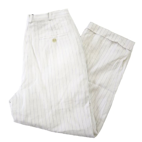 "Women's" 90's～ Lauren 2tuck Linen Stripe Slacks