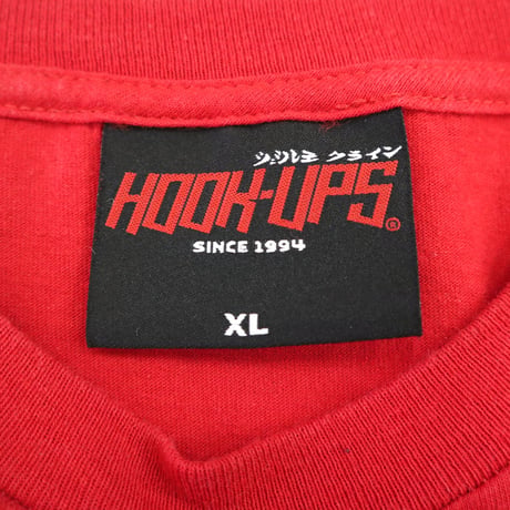 ～00's HOOK UPS skateboards プリント Tシャツ Red XLサイズ USA製