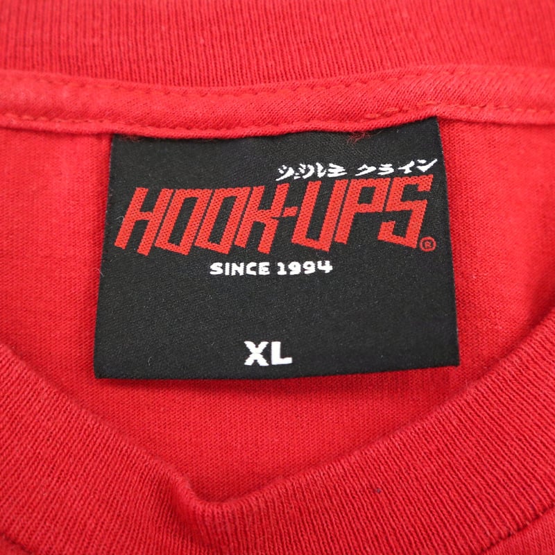 00's HOOK UPS skateboards プリント Tシャツ Red XLサイズ