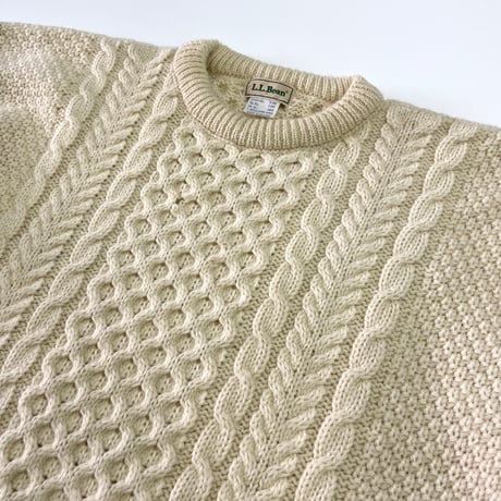 "Big Size" 80's L.L. Bean Wool Aran Sweater XLサイズ IRELAND製