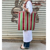 'New' Ethnic Random Stripe Mesh Tote Bag Large