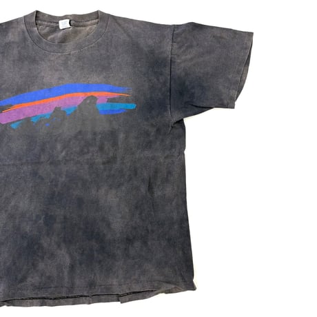 "Super Black Fade" 90's Patagonia "Brushstroke Logo" Tシャツ Mサイズ USA製
