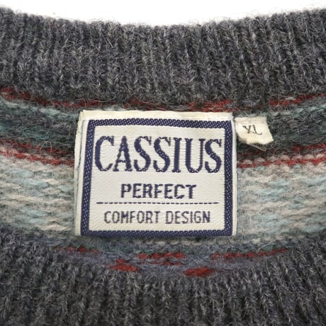～00's Shetland Wool Jacquard Sweater XLサイズ