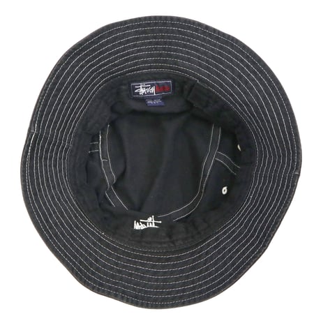 90's OLD STUSSY "White Stitch" Stock Logo Bucket Hat TAIWAN製