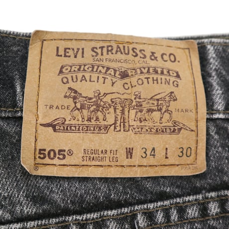 90's Levi's 505 "先染め" "ゴマ塩" Black Denim Pants W34 USA製