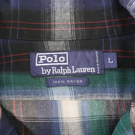 "Good Color" 90's～ Polo Ralph Lauren Open Collar Ombre Shirt Lサイズ