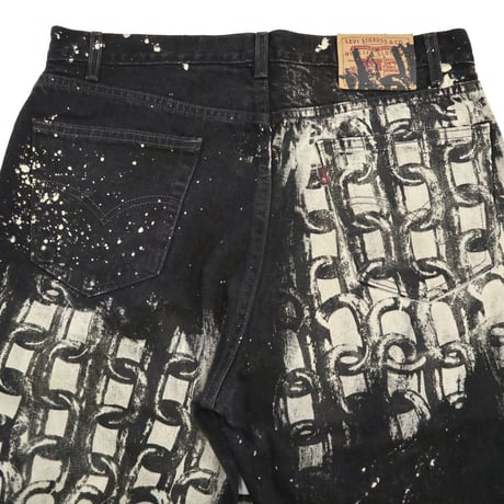 00's Levi's 505 "Silk Print" "Super Black" Denim Pants 36×32