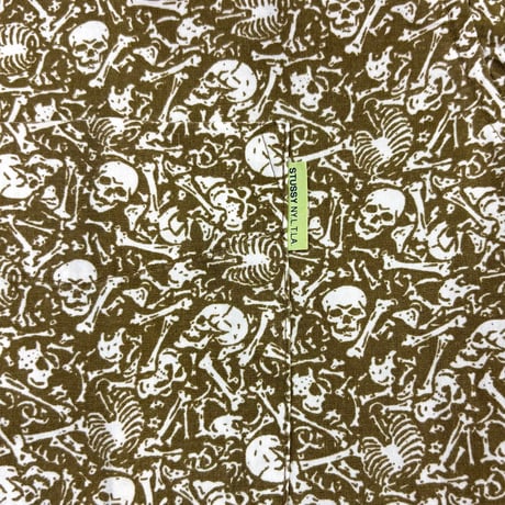 90's OLD STUSSY "Skull Pattern" Shirt Lサイズ USA製