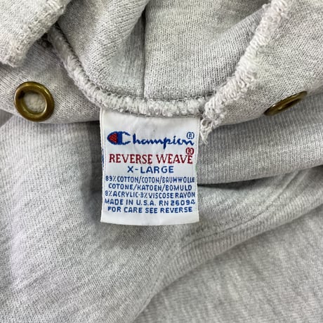 90's CHAMPION RW SWEAT PARKA "WILLIAMS" "両面" "染み込み" XLサイズ USA製