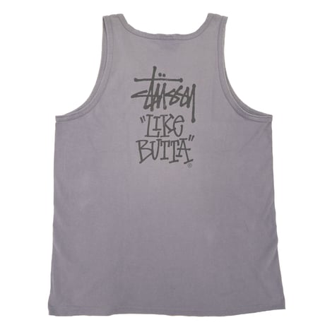 80's～90's OLD STUSSY 黒タグ "LIKE BUTTA" Tank Top Lサイズ USA製