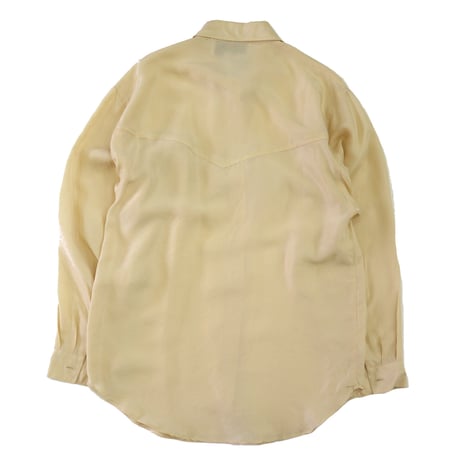 80's～90's Shangrila SILKS シルク ウエスタン シャツ Light Yellow Sサイズ