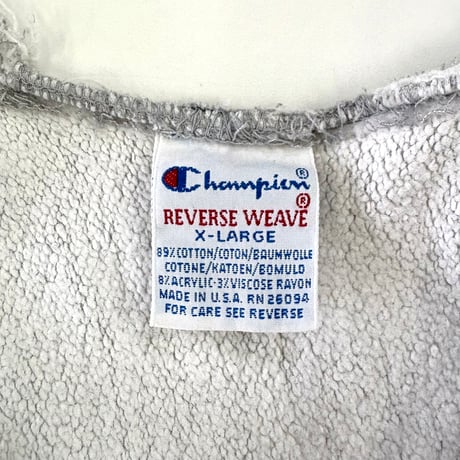 90's CHAMPION RW SWEAT "Hood Cut" "TUFTS～" "両面" XLサイズ USA製
