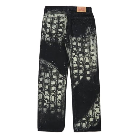 00's Levi's 505 "Silk Print" "Super Black" Denim Pants 33×32