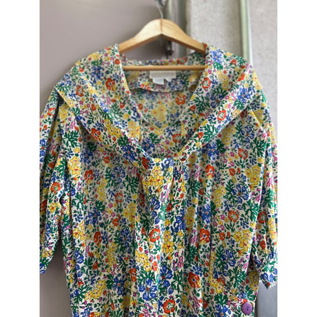 ～90's SILK STUDIO Frower Print Silk One Piece