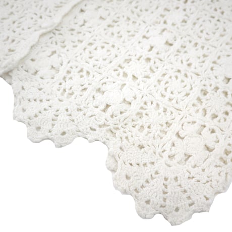 "Women's" laura ashley Crochet knit Granny Square Cardigan White Mサイズ