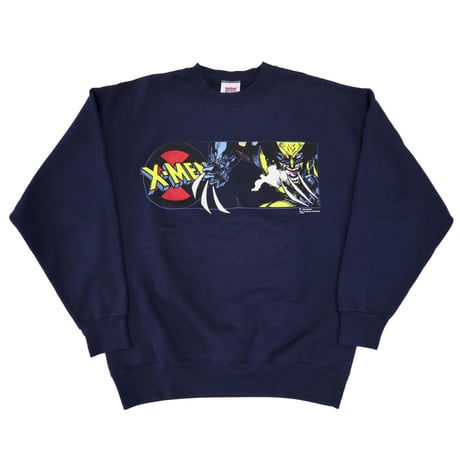 90’s MARVEL "X-MEN" 両面プリント スウェット NAVY USA製