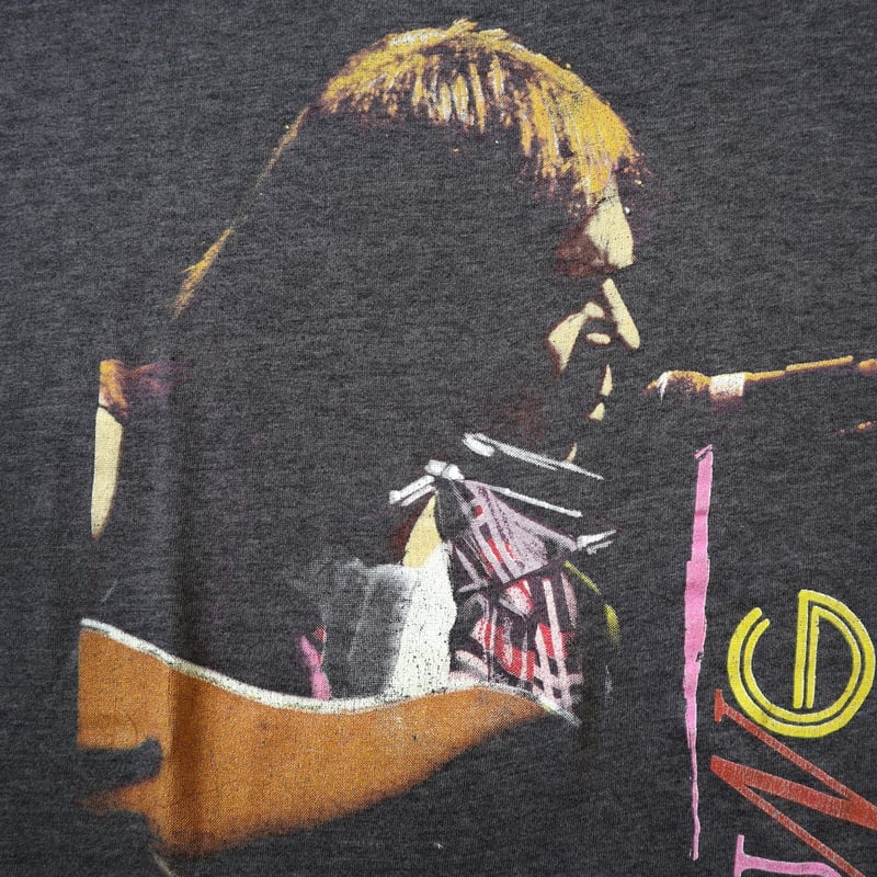 希少 80's Neil Young CRAZY HORSE 両面プリント Tシャツ スミ黒...