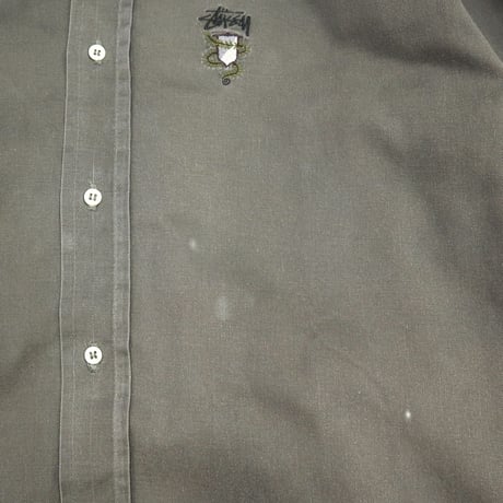 80's OLD STUSSY コットン ボタンダウンシャツ Charcoal Mサイズ USA製