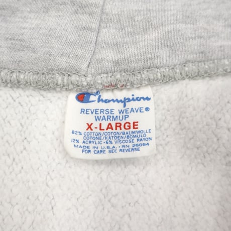 80's CHAMPION RW SWEAT PARKA "NAVY" 染み込み プリント XLサイズ USA製