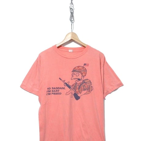90’s SIMPSONS "YO SADDAM" 両面 染み込み プリント Tシャツ