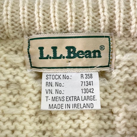 "Big Size" 80's L.L. Bean Wool Aran Sweater XLサイズ IRELAND製