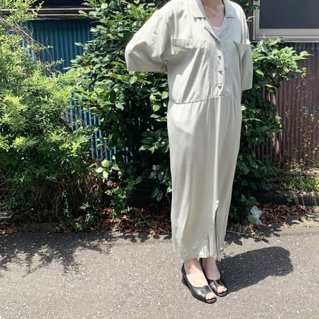 "Women's" 80's～ オープンカラー レーヨン シャツ ワンピース USA製