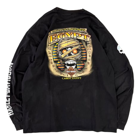 00's Hanes "Harley Davidson" "Egypt" "4面" LS Tシャツ (fits XL～)