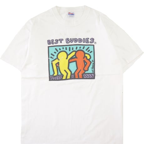 80's～90's Hanes Keith Haring "Best Buddies" プリント Tシャツ Lサイズ